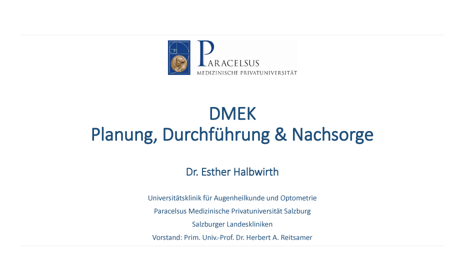 DMEK – Planung, Durchführung & Nachsorge